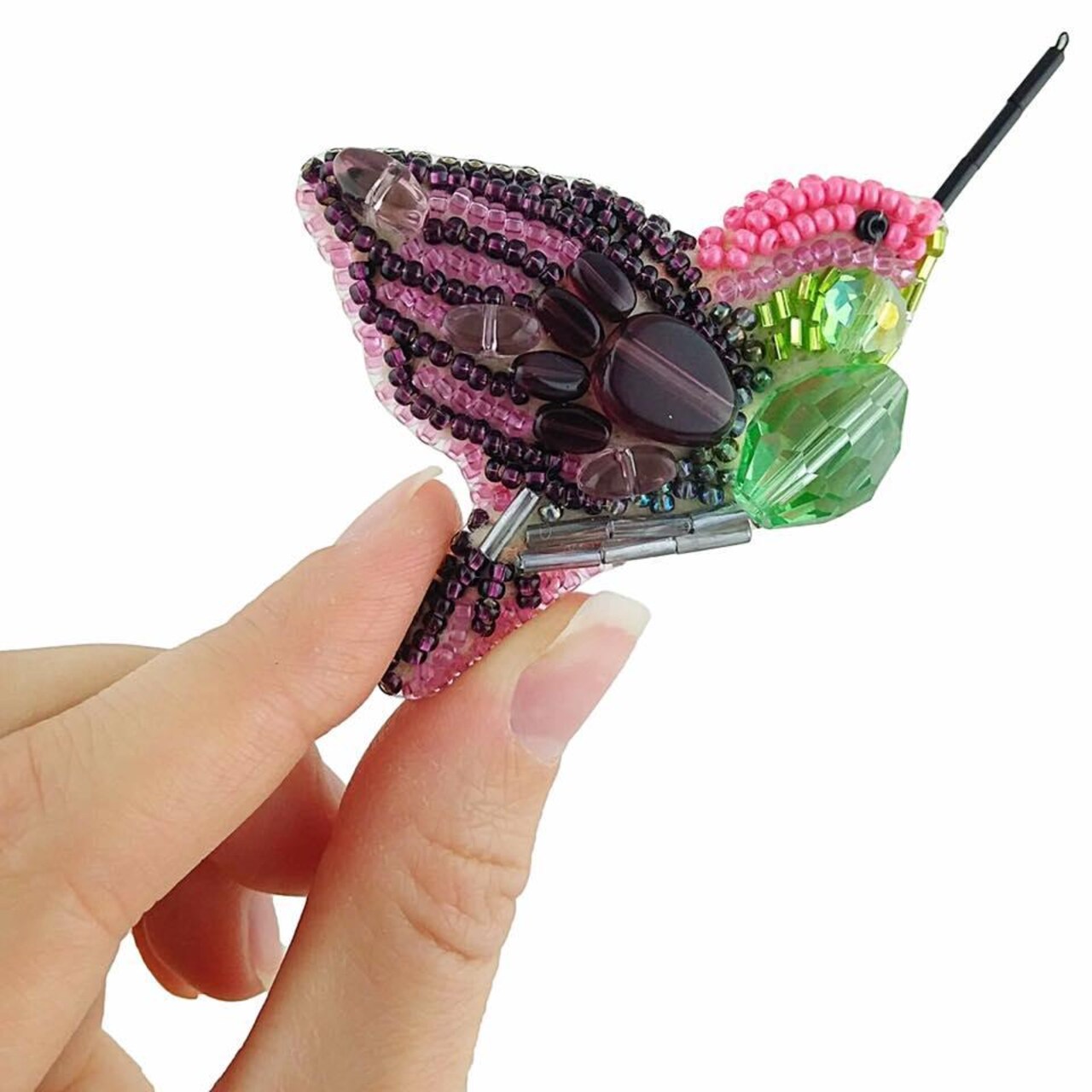 BP-217C Beadwork kit for creating brooch Crystal Art "Fly bird"